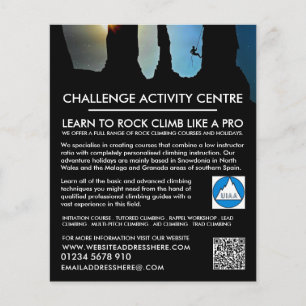 Flyer Silhouette de montaña, anuncio de senderismo y esc