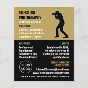 Flyer Silhouette masculino, fotógrafo, alquiler de fotog