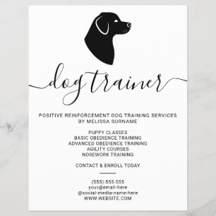 Flyer Silhouette moderna de perro Minimalista - entrenad