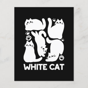 Flyer Silhouettes de color blanco gatito - Diseño felino