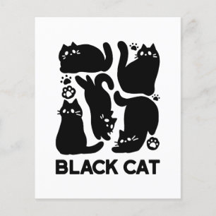 Flyer Silhouettes de gato negro - Diseño felino lindo