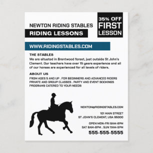Flyer Silueta de caballo, instructor de equitación, Acad