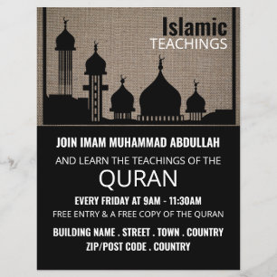Flyer Silueta de la mezquita Burlap, anuncio de la enseñ