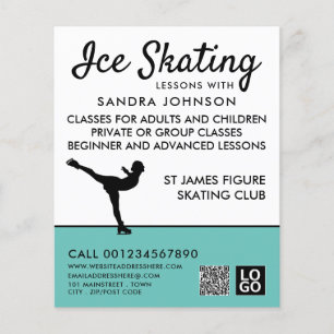 Flyer Silueta de patinaje sobre hielo, anuncio de lecció