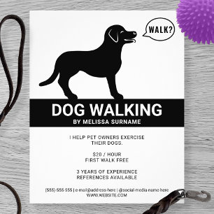 Flyer Silueta Negra De Perro Que Dice Paseo - Paseador D