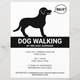 Flyer Silueta Negra De Perro Que Dice Paseo - Paseador D