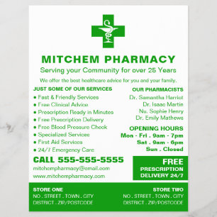 Flyer Símbolo apoteórico, farmacia, farmacéuticos