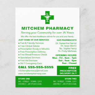 Flyer Símbolo apoteórico, farmacia, farmacéuticos