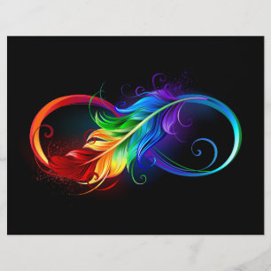 Flyer Símbolo de infinito con pluma de arcoíris