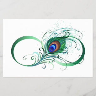 Flyer Símbolo de Infinito con Pluma de Pavo Real