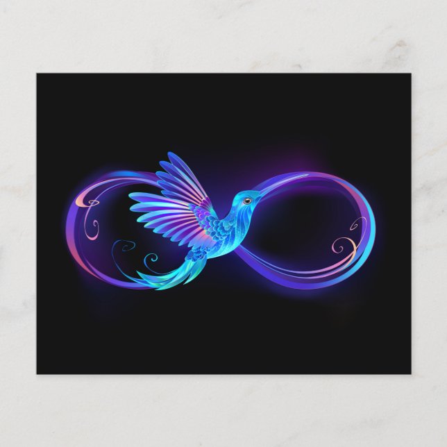 Flyer Símbolo de infinito neón con colibrí brillante (Frente)