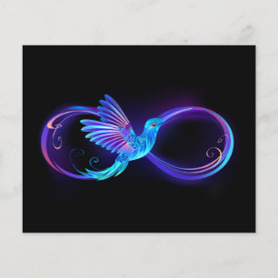 Flyer Símbolo de infinito neón con colibrí brillante