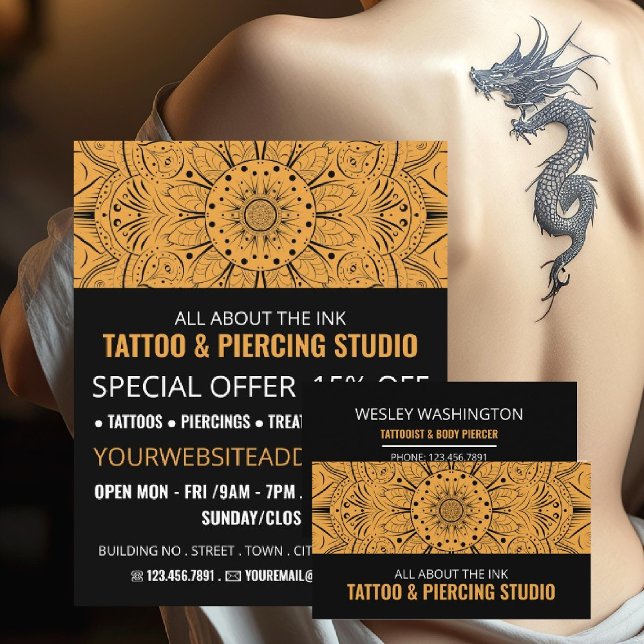 Flyer Símbolo de Mandala, estudio de tatuaje y pérdida d (Subido por el creador)