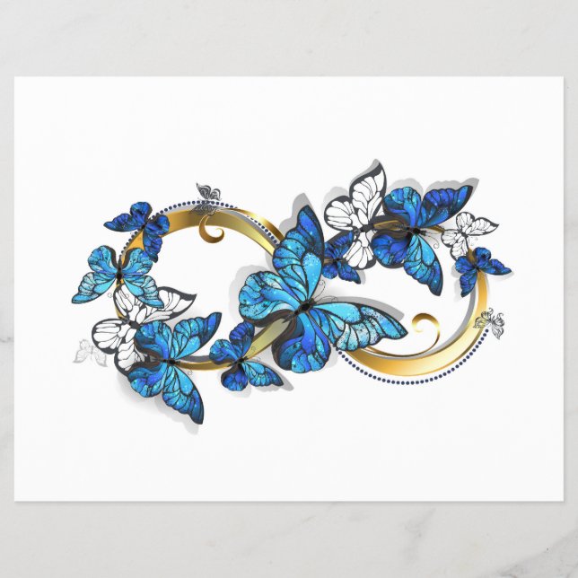 Flyer Símbolo infinito de mariposas Morpho azules (Frente)