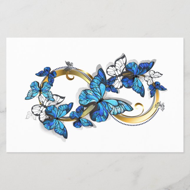 Flyer Símbolo infinito de mariposas Morpho azules (Frente)