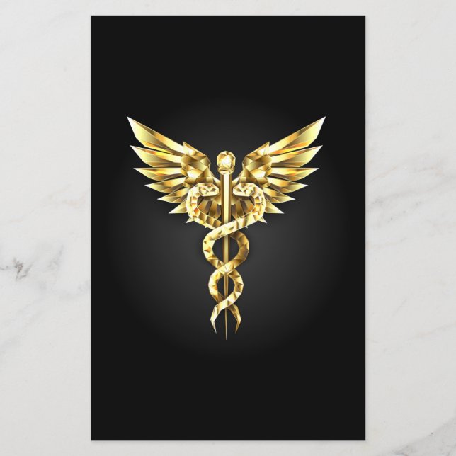 Flyer Símbolo poligonal de oro Caduceus (Frente)
