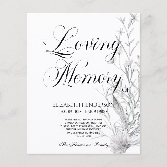 Flyer Simpatía Del Presupuesto Floral En La Memoria Amad (Frente)