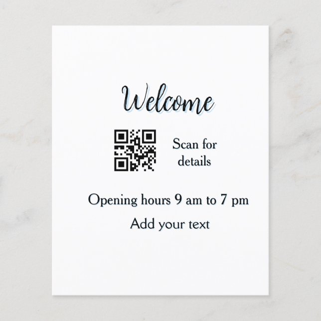 Flyer Simple apertura de bienvenida código de barras QR  (Frente)