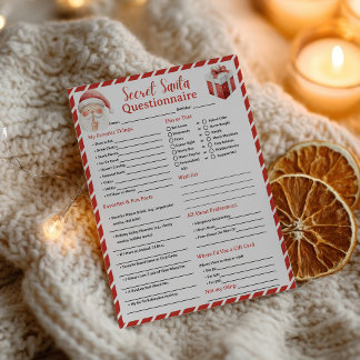 Flyer Simple Christmas Winter Secret Santa Questionnaire