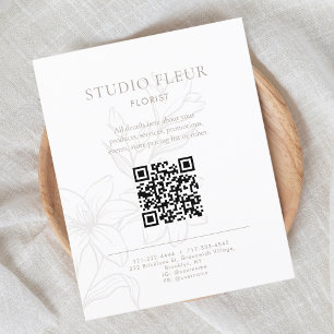 Flyer Simple Floral Pequeña Empresa Código QR Marketing