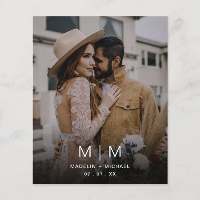 Flyer Simple matrimonio presupuestal monograma Guardar l (Frente)