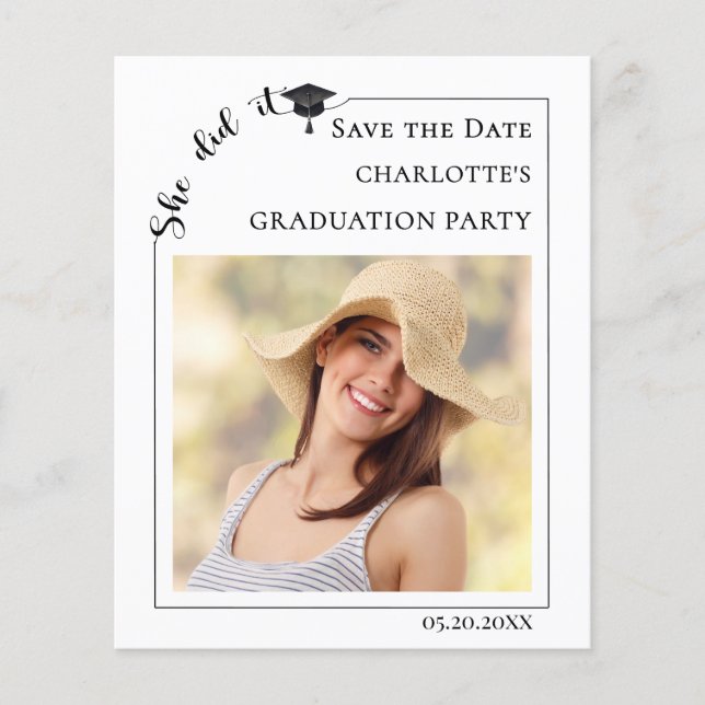 Flyer Simple modern photo Graduation Save the Date (Frente)
