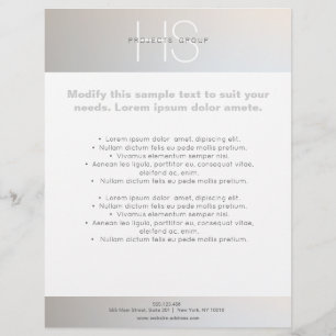Flyer Simple Monograma moderno Profesional Gris Silver