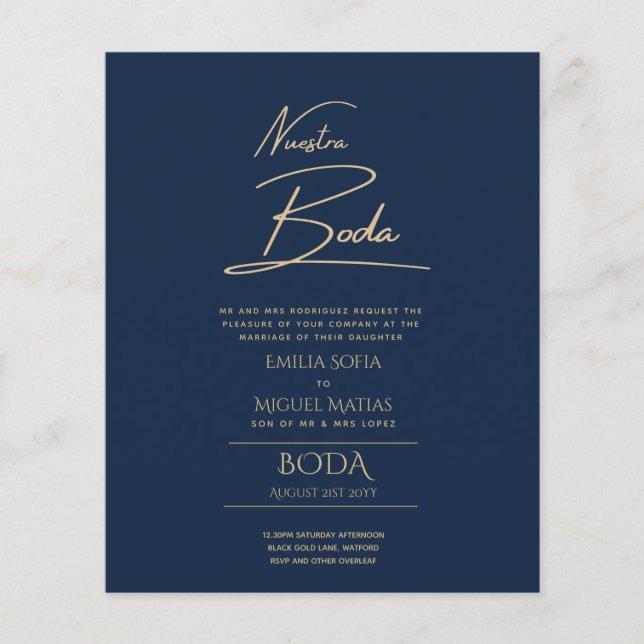 Flyer Simple Nuestra BODA Boda Español Sólo Texto Inv (Frente)