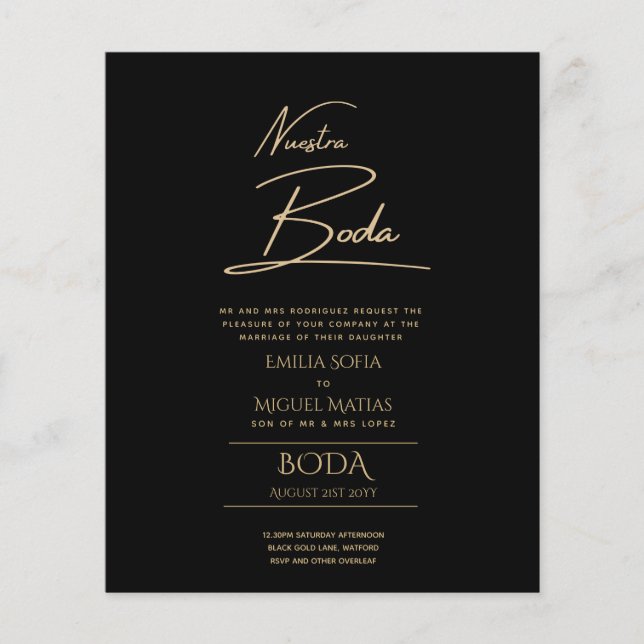 Flyer Simple Nuestra BODA Boda Español Sólo Texto Inv (Frente)