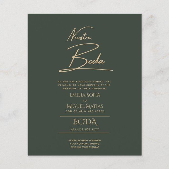 Flyer Simple Nuestra BODA Boda Español Sólo Texto Inv (Frente)
