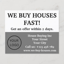 Flyer Simple Realtor Blanco Gris Mínimo Compramos Casas