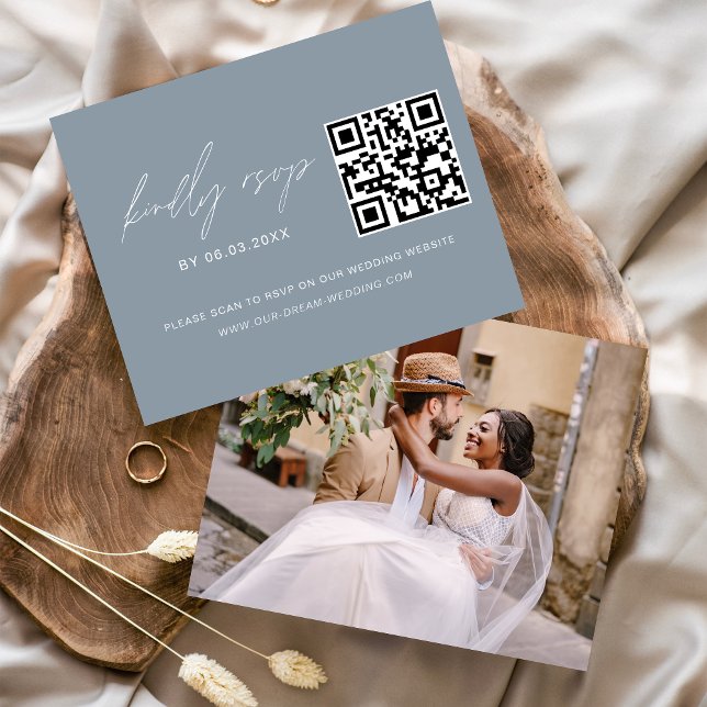 Flyer Sitio web del Boda de fotografías Dusty Blue QR Co (Subido por el creador)