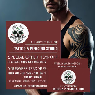 Flyer Skull Tattoo, Tattoo y estudio de Piercing corpora