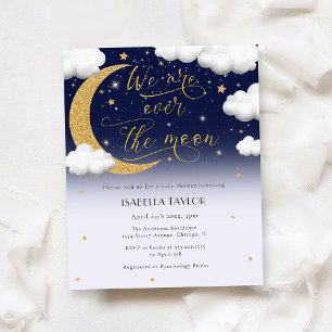 Flyer Sobre la luna Baby Shower neutral de género