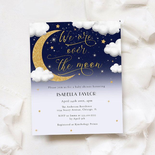 Flyer Sobre la luna Baby Shower neutral de género (Subido por el creador)