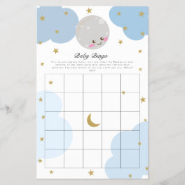 Flyer Sobre la luna juego de bingo de Baby Shower Kawaii