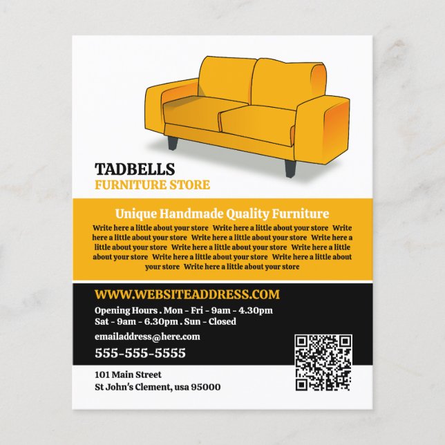 Flyer Sofá amarillo - Ventas de la tienda de muebles (Frente)