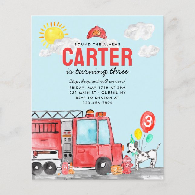 Flyer Sonido presupuestal cumpleaños del bombero del cam (Frente)