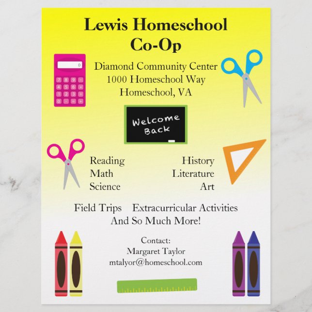 Flyer Sorprendente Homeschool Co Op Yellow (Frente)