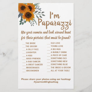 Flyer Soy paparazzi Game Card Sunflowers Boda