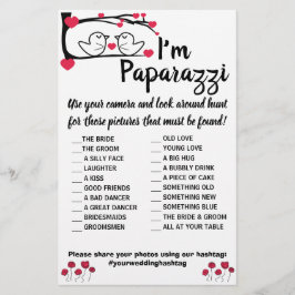Flyer Soy paparazzi Tarjeta de juego Boda de Ave Amor