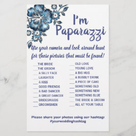 Flyer Soy paparazzi Tarjeta de juego Boda de Flor Azul