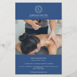 Flyer Spa exótico Deep Cyan Ocean Blue Wellness Elegante