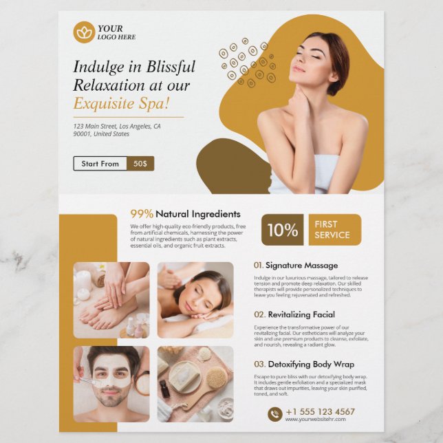 Flyer Spa moderno, cuidados de belleza, salón de belleza (Frente)