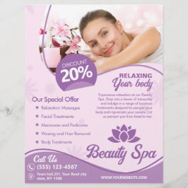 Flyer Spa rosa, Salón de belleza, Centro de bienestar