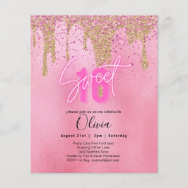 Flyer Sparkles Sweet16 Bonito Girly Pink 16º cumpleaños