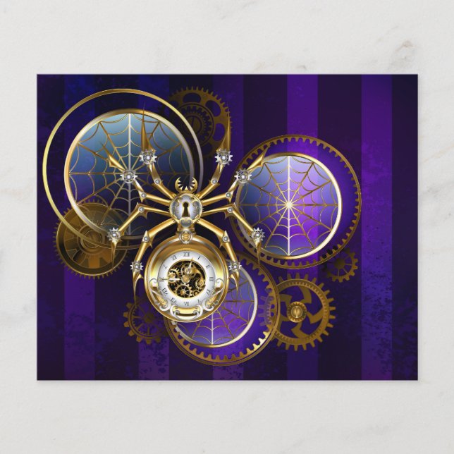 Flyer Spider Steampunk sobre fondo morado (Frente)