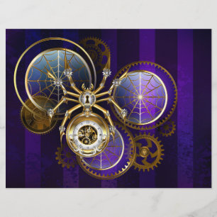 Flyer Spider Steampunk sobre fondo morado
