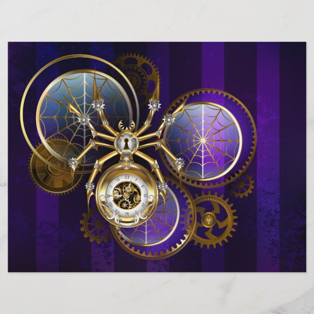 Flyer Spider Steampunk sobre fondo morado (Frente)