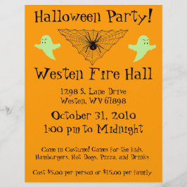 Flyer Spider Web y la fiesta de Halloween fantasma